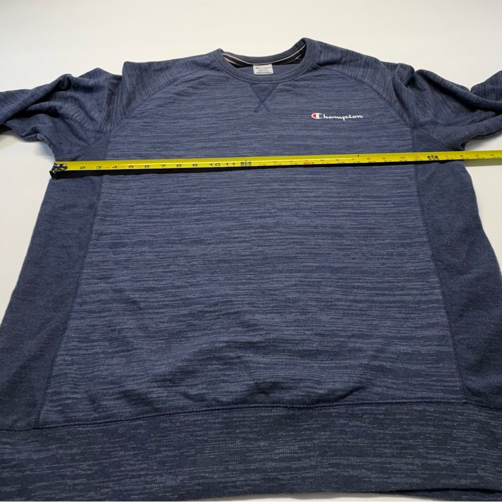 Champion Men’s Blue Heather Crewneck Sweater- Raglan Sleeve Size XXL - Picture 5 of 7